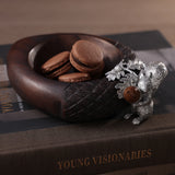 St. Anton Wood and Pewter Nut Bowl with Squirrel Trim