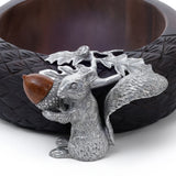 St. Anton Wood and Pewter Nut Bowl with Squirrel Trim