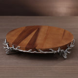 St. Anton Wood Cheese and Charcuterie Board on Pewter Stag and Antler Base