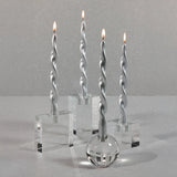 Lumière Twist Formal Candles- Set of 6 - 10 in, Metallic Silver