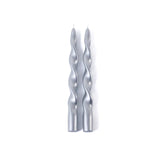 Lumière Twist Formal Candles- Set of 6 - 10 in, Metallic Silver