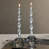 Lumière Twist Formal Candles- Set of 6 - 12 in, Metallic Silver