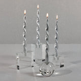 Lumière Twist Formal Candles- Set of 6 - 12 in, Metallic Silver