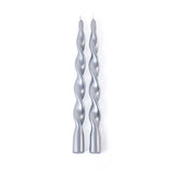 Lumière Twist Formal Candles- Set of 6 - 12 in, Metallic Silver