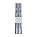 Lumière Twist Formal Candles- Set of 6 - 12 in, Metallic Silver